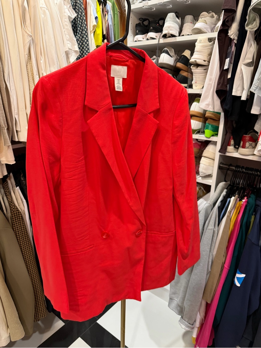 H&M Red Double-Breasted Blazer